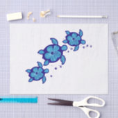 Honuの3匹の青いカメ 薄葉紙 (クラフト)