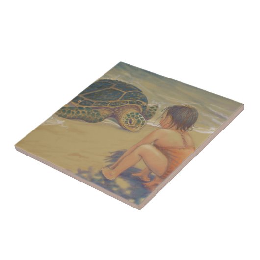 Honu (緑のウミガメ)の挨拶 タイル (側面)