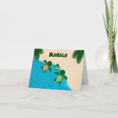 HONU BOYウミガメ赤ちゃんシャワーありがとうブルー281 サンキューカード (正面)