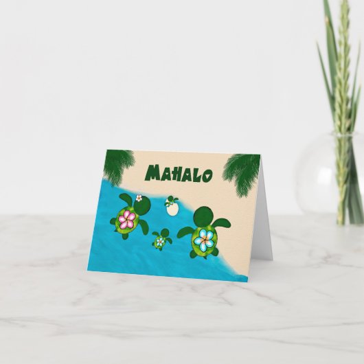 HONU BOYベビーウミガメありがとうファミリーブルー284 サンキューカード (正面)