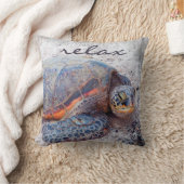 Honu Hawaiian Sea Turtle Photo Relax Script Bold クッション (ブランケット)