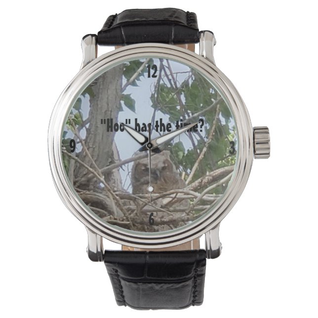 "Hoo"には時間がある | Owlet Perched in Tree Photo 腕時計 (正面)