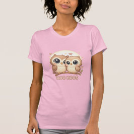 HOO HOOS – Cute Chibi Owl Pair Under Moon Tシャツ