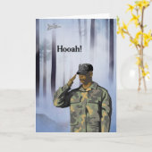 Hooah Army Card with Saluting Man Trees & Jet カード (黄色い花)