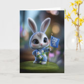 Hooded Baby Bunny “You Can Do It” Encouragement カード (黄色い花)