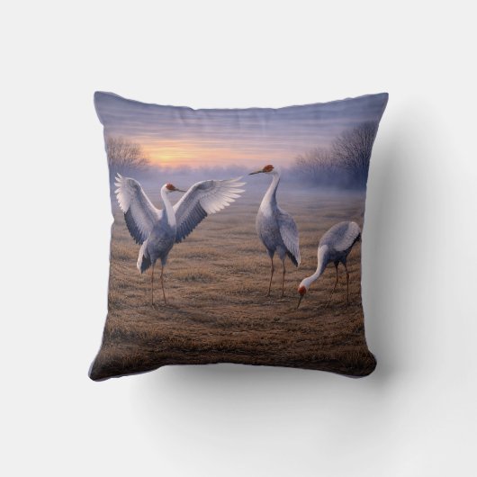 Hooded Cranes in Winter -  クッション (裏面)