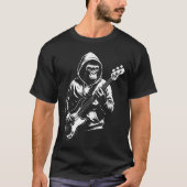 Hooded Monkey Bass Player Silhouette Tシャツ (正面)