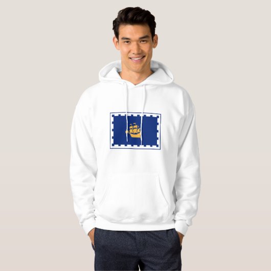 Hooded Sweatshirt with Flag of Quebec City, Canada パーカ (正面フル)