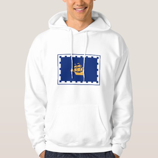 Hooded Sweatshirt with Flag of Quebec City, Canada パーカ (正面)