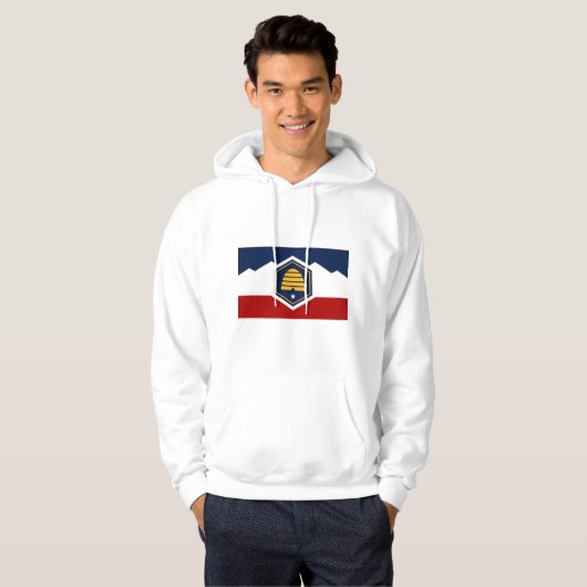 Hooded Sweatshirt with Flag of Utah, USA パーカ (正面フル)