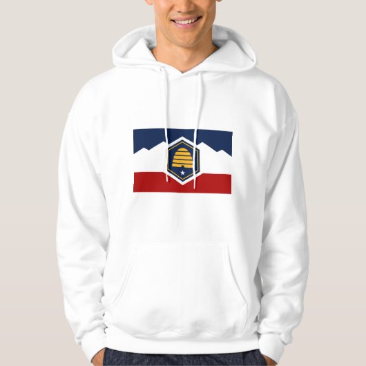 Hooded Sweatshirt with Flag of Utah, USA パーカ (正面)