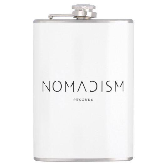 Hoodie Nomadism Records ブラックロゴ フラスク (正面)