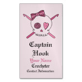 Hook -かぎ針編みのスカル(毛の弓)大尉 マグネット名刺 (正面縦)