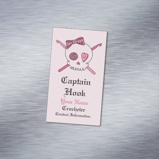 Hook -かぎ針編みのスカル(毛の弓)大尉 マグネット名刺 (インサイチュ)