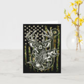 Hook Antler Heart Love Fishing Hunting Fish Deer H カード (黄色い花)