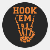 Hook em Skeleton Horns Halloween  ラウンドシール (正面)