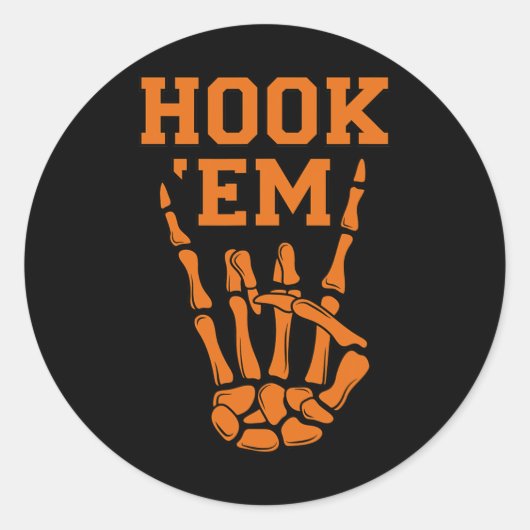 Hook em Skeleton Horns Halloween  ラウンドシール (正面)
