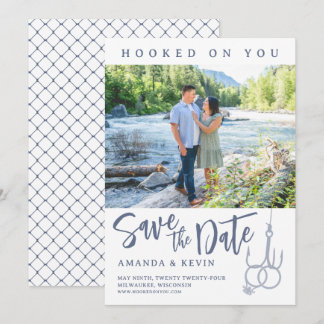 Hook on You魚釣り写真Save The Date Card セーブザデート