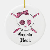 Hook Skull大尉及びかぎ針編みホック(ピンク) セラミックオーナメント (裏面)