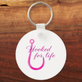 Hooked for Life Pink Fishing Hook キーホルダー (正面)