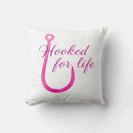 Hooked for Life Pink Fishing Hook クッション