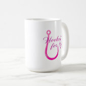 Hooked for Life Pink Fishing Hook コーヒーマグカップ (正面右)