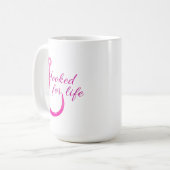 Hooked for Life Pink Fishing Hook コーヒーマグカップ (正面左)