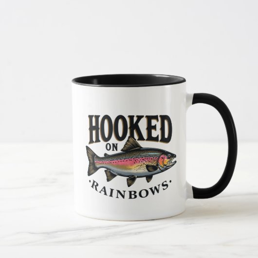 Hooked on Rainbows Trout Fishing マグカップ (右)