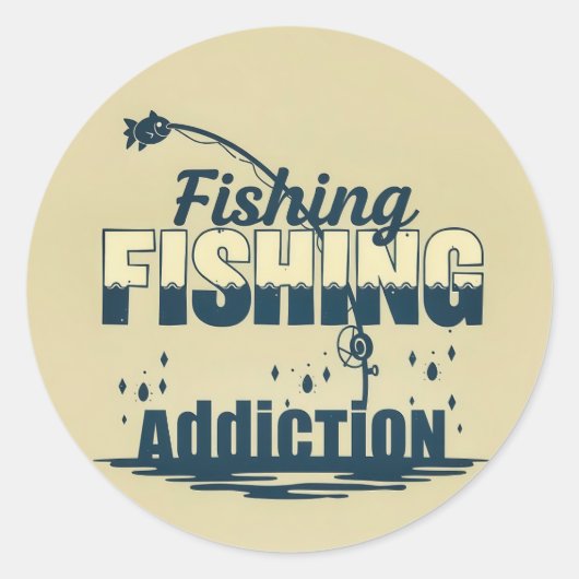 Hooked on the Passion: Fishing Addiction Design ラウンドシール (正面)
