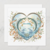 Hooked on you fishing lovers Wedding  Watercolor 招待状 (正面/裏面)