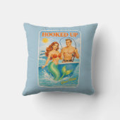 Hooked Up Fishing Pin-up Mermaid | Funny Nautical クッション (裏面)