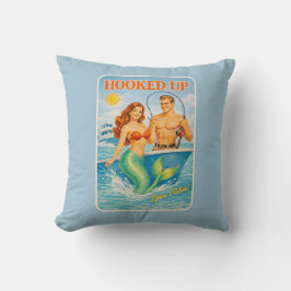 Hooked Up Retro Pin-Up Mermaid | Fishing Boat Blue クッション