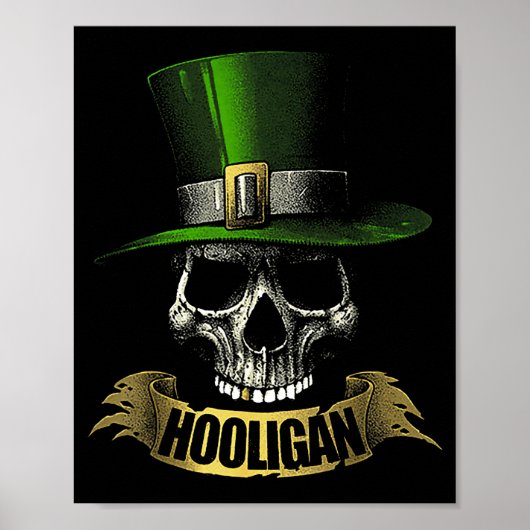 Hooligan Skull Funny Iri-shirt ポスター (正面)