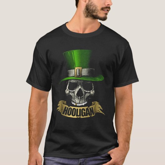 HOOLIGAN Skull  Irish Tシャツ (正面)
