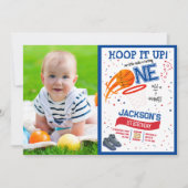 Hoop It Up Rookie Basketball Photo 1st Birthday 招待状 (正面)