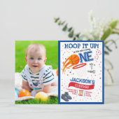 Hoop It Up Rookie Basketball Photo 1st Birthday 招待状 (スタンド正面)