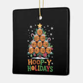 Hoop-y Holidays Basketball Christmas Holiday Sport セラミックオーナメント (左)
