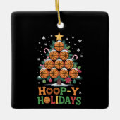 Hoop-y Holidays Basketball Christmas Holiday Sport セラミックオーナメント (正面)