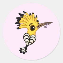 Hoopoe Bird Cartoonのステッカー ラウンドシール
