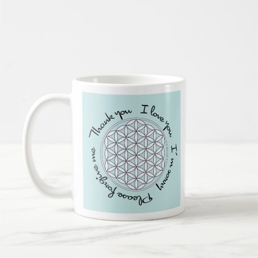 Ho'oponopono & Flower of Life コーヒーマグカップ (左)