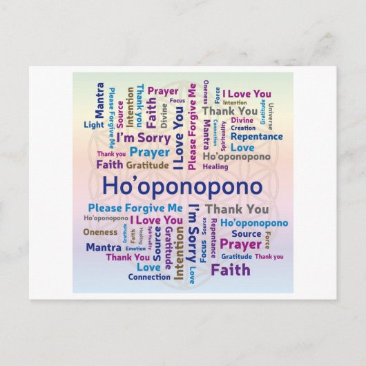 Ho'oponopono Word Cloud - Mantra - Self Love シーズンポストカード (正面)