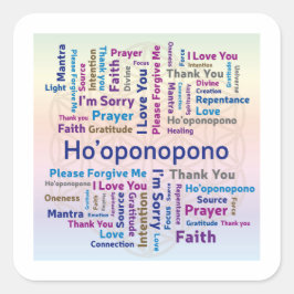 Ho'oponopono Word Cloud - Mantra - Self Love スクエアシール