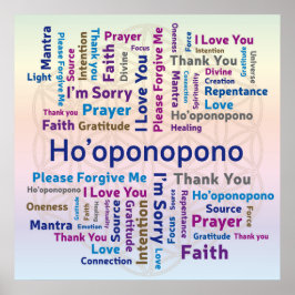 Ho'oponopono Word Cloud - Mantra - Self Love ポスター