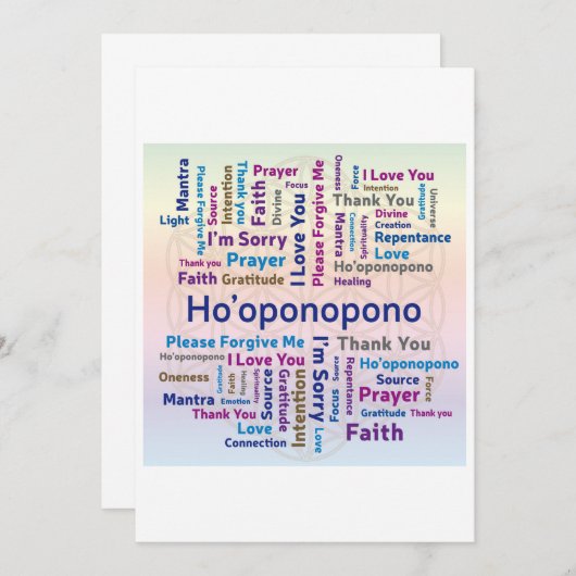 Ho'oponopono Word Cloud - Mantra - Self Love 招待状 (正面/裏面)