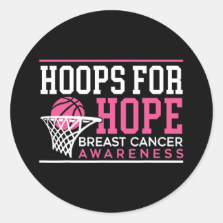 Hoops For Hope Basketball Player Breast Cancer Awa ラウンドシール