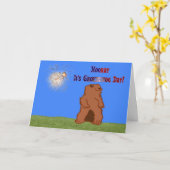 Hoorayそれは聖燭節です! Groundhogの日の春 カード (黄色い花)