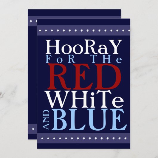 Hooray赤い白いのそして青のために7月第4 招待状 (正面/裏面)