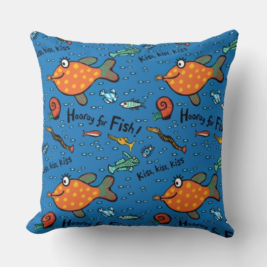Hooray魚パターンのために クッション (正面)