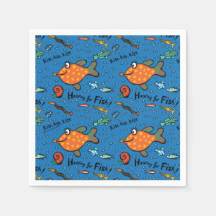 Hooray魚パターンのために スタンダードカクテルナプキン