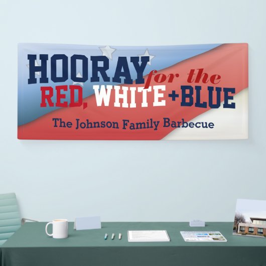 Hooray 7月4日の愛国心が強い旗のバーベキューの旗のために 横断幕 (トレードショー)